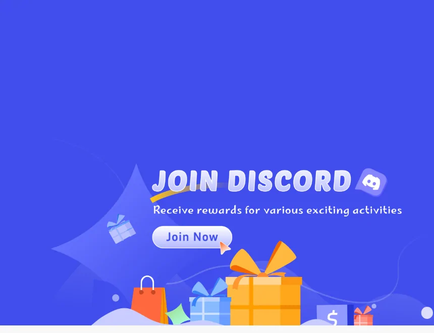 The login page artwork inviting buyers to join the official Discord for activity rewards