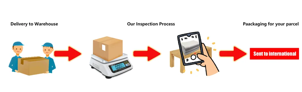 Official diagram of delivery to warehouse, inspection and packaging for international transit