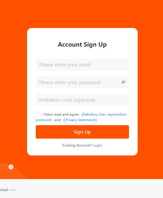The account sign-up card with email, password and invitation code fields and the agreement checkbox