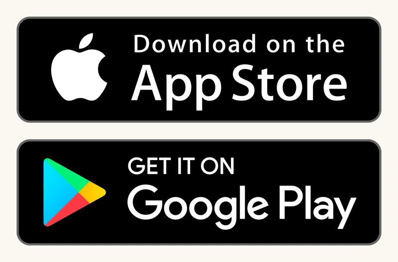 Apple App Store and Google Play download badges as shown in the official footer
